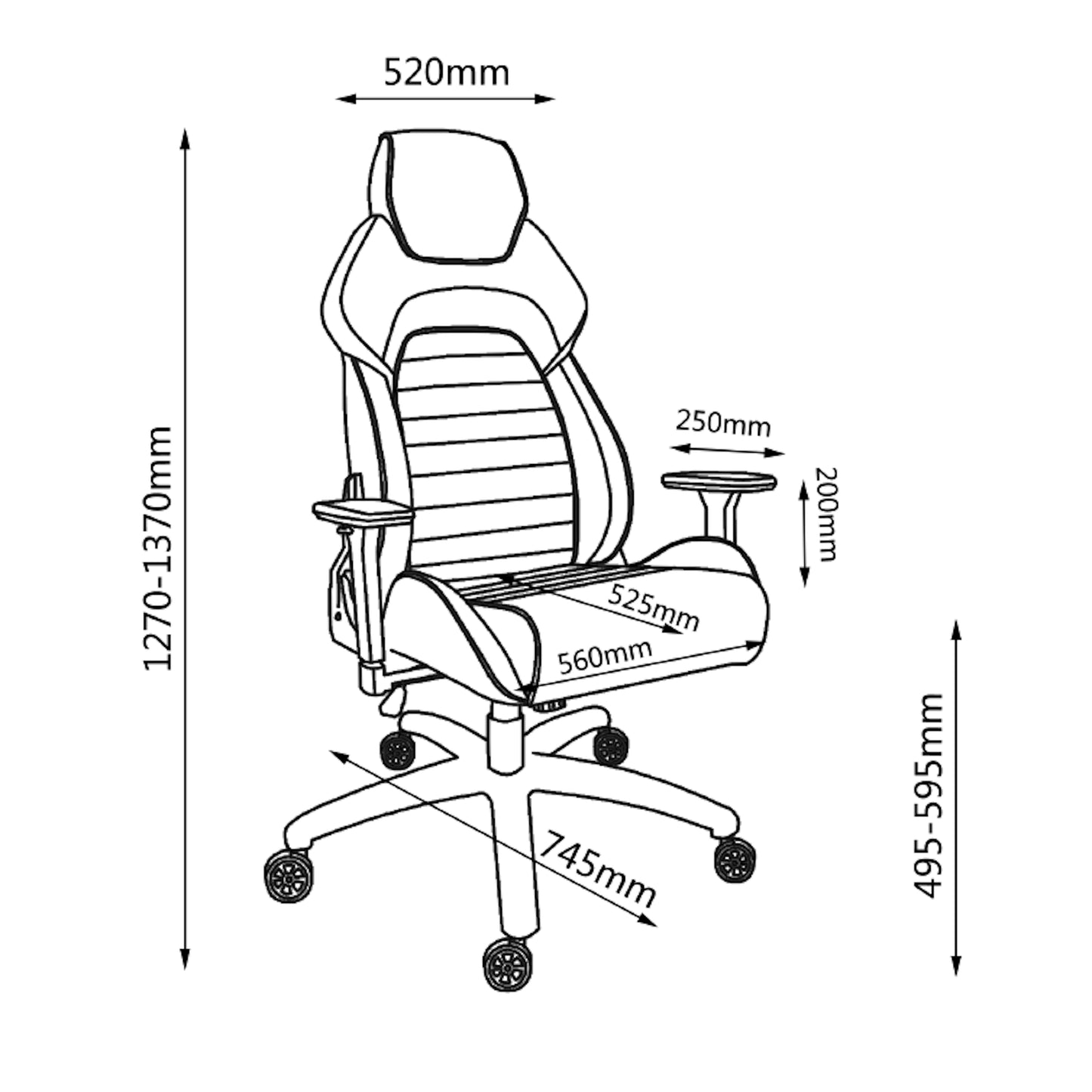 Workzone Hyper Ergonomic, Office Chair, Gaming Chair Orange Black